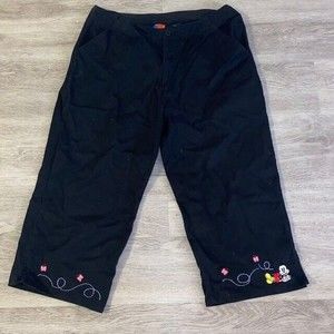 Disney Black Capris with Mickey Mouse Embroidery
